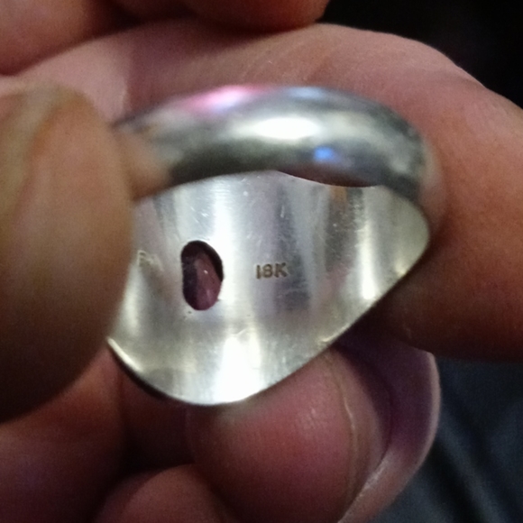 18K gold & sterling silver amethyst ring - Picture 3 of 5